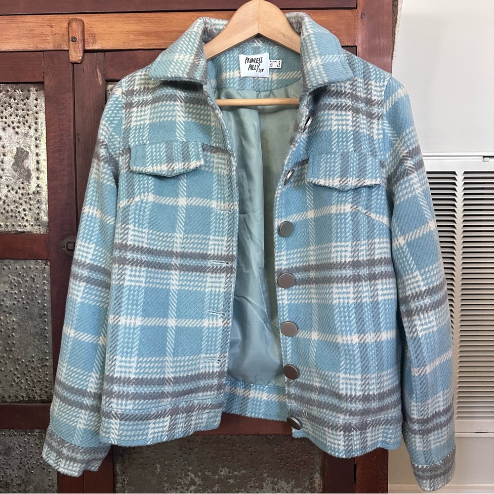 Princess Polly Flannel Shacket Coat Jacket Size 2 EUC